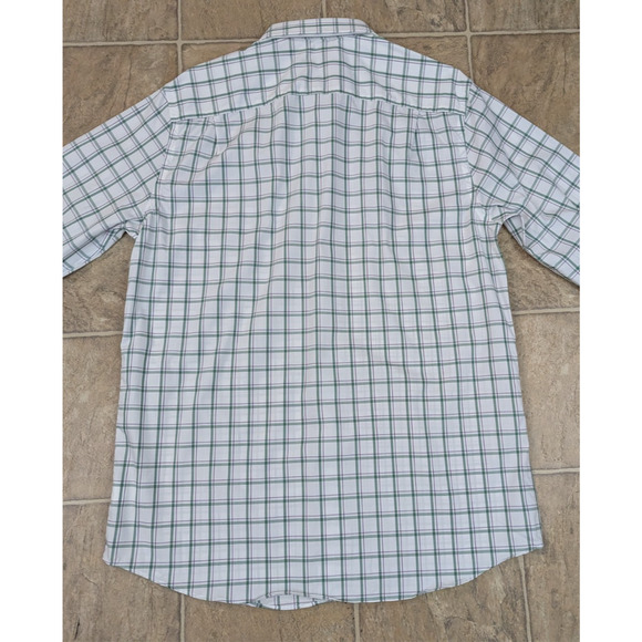 New Artefact sz L Tall regular fit Shirt plaid green white purple cotton 0827 - Picture 3 of 4